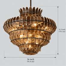 Amelian Glass Round Chandelier in Bronze, Smoke, 36", Main Light Off