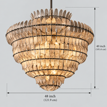Amelian Glass Round Chandelier in Bronze, Clear, 48", Main Light Off