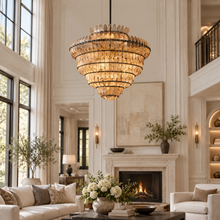 Amelian Round Seeded Glass Chandelier, 48-inch bronze clear glass modern classic chandelier for large dining room, grand foyer, open-plan living room, and high ceiling space