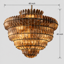 Amelian Glass Round Chandelier in Bronze, Smoke, 48", Main Light Off