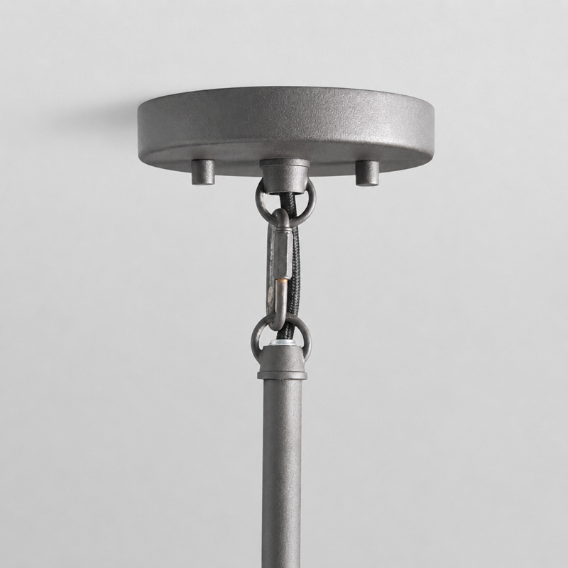 Andreas Fluted Glass Pendant in Black, Canopy Detail