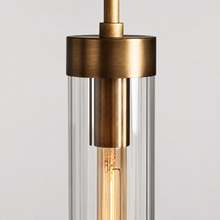 Andreas Fluted Glass Pendant in Brass, Body Detail