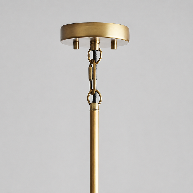 Andreas Fluted Glass Pendant in Brass, Canopy Detail