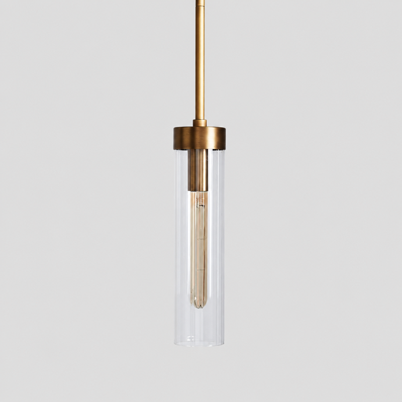Andreas Fluted Glass Pendant in Brass, Main Light Off