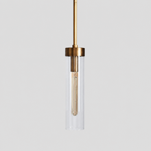 Andreas Fluted Glass Pendant in Brass, Main Light Off
