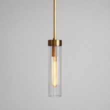 Andreas Fluted Glass Pendant in Brass, Main Light On