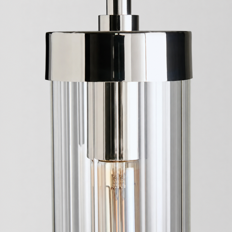 Andreas Fluted Glass Pendant in Nickel, Body Detail