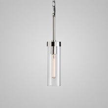 Andreas Fluted Glass Pendant in Nickel, Main Light On