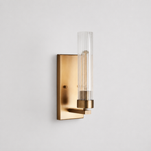 13.3" Andreas Fluted Glass Wall Light in Black, Main Light Off