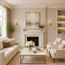13.3" Andreas Fluted Glass Wall Light in Brass, Living Room Scene