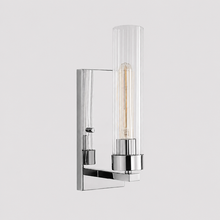 13.3" Andreas Fluted Glass Wall Light in Nickel, Main Light Off