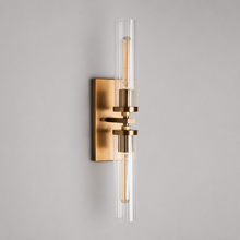 24" Andreas Fluted Glass Wall Light in Brass, Main Light On