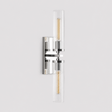 24" Andreas Fluted Glass Wall Light in Nickel, Main Light Off