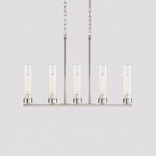 31.5" Andreas Linear Fluted Glass Chandelier in Nickel, Main Light Off