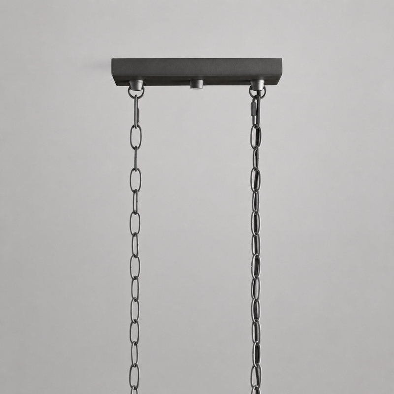 46" Andreas Linear Fluted Glass Chandelier in Black, Canopy Detail
