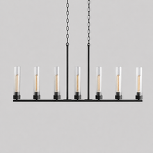 46" Andreas Linear Fluted Glass Chandelier in Black, Main Light Off