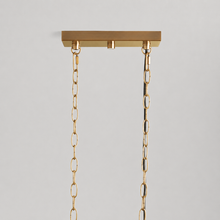 46" Andreas Linear Fluted Glass Chandelier in Brass, Canopy Detail