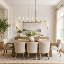 46" Andreas Linear Fluted Glass Chandelier in Brass, Dining Room