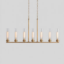 46" Andreas Linear Fluted Glass Chandelier in Brass, Main Light On