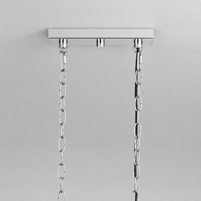 46" Andreas Linear Fluted Glass Chandelier in Nickel, Canopy Detail