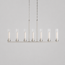 46" Andreas Linear Fluted Glass Chandelier in Nickel, Main Light Off