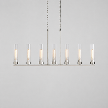 46" Andreas Linear Fluted Glass Chandelier in Nickel, Main Light On