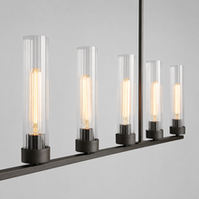 54" Andreas Linear Fluted Glass Chandelier in Black, Body Detail