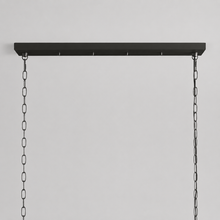 54" Andreas Linear Fluted Glass Chandelier in Black, Canopy Detail