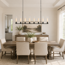 54" Andreas Linear Fluted Glass Chandelier in Black, Dining Room