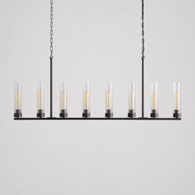 54" Andreas Linear Fluted Glass Chandelier in Black, Main Light Off