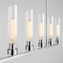 54" Andreas Linear Fluted Glass Chandelier in Nickel, Body Detail