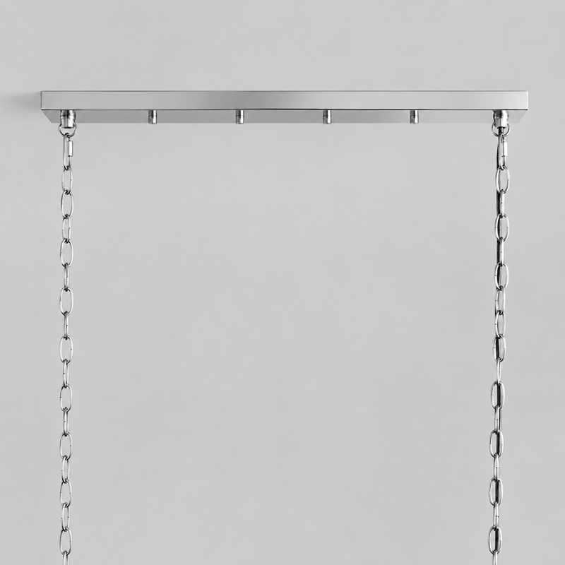 54" Andreas Linear Fluted Glass Chandelier in Nickel, Canopy Detail