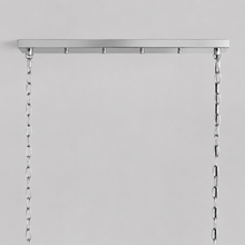 54" Andreas Linear Fluted Glass Chandelier in Nickel, Canopy Detail