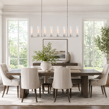 54" Andreas Linear Fluted Glass Chandelier in Nickel, Dining Room