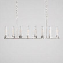54" Andreas Linear Fluted Glass Chandelier in Nickel, Main Light Off
