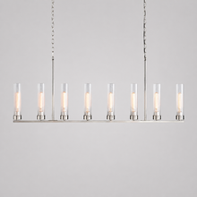 54" Andreas Linear Fluted Glass Chandelier in Nickel, Main Light On