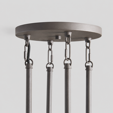 30" Andreas Round Fluted Glass Chandelier in Black, Canopy Detail
