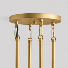 30" Andreas Round Fluted Glass Chandelier in Brass, Canopy Detail