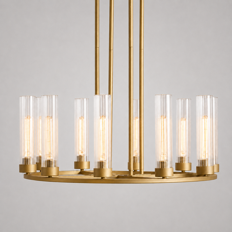 Andreas Round Fluted Glass Chandelier