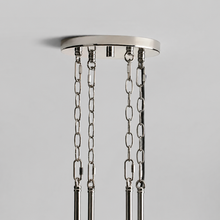 30" Andreas Round Fluted Glass Chandelier in Nickel, Canopy Detail