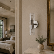 Arcachor Faceted Crystal Wall Lighting in Nickel, Main Light Off