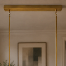Arcachor Rectangular Faceted Crystal Chandelier in Brass, 54", Canopy Detail