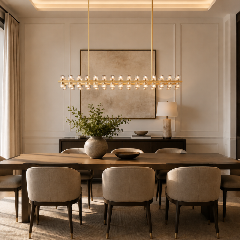 Arcachor Rectangular Faceted Crystal Chandelier