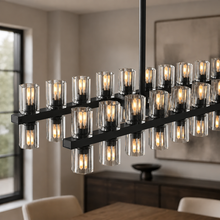 Arcachor Rectangular Faceted Crystal Chandelier in Bronze, 54", Body Detail