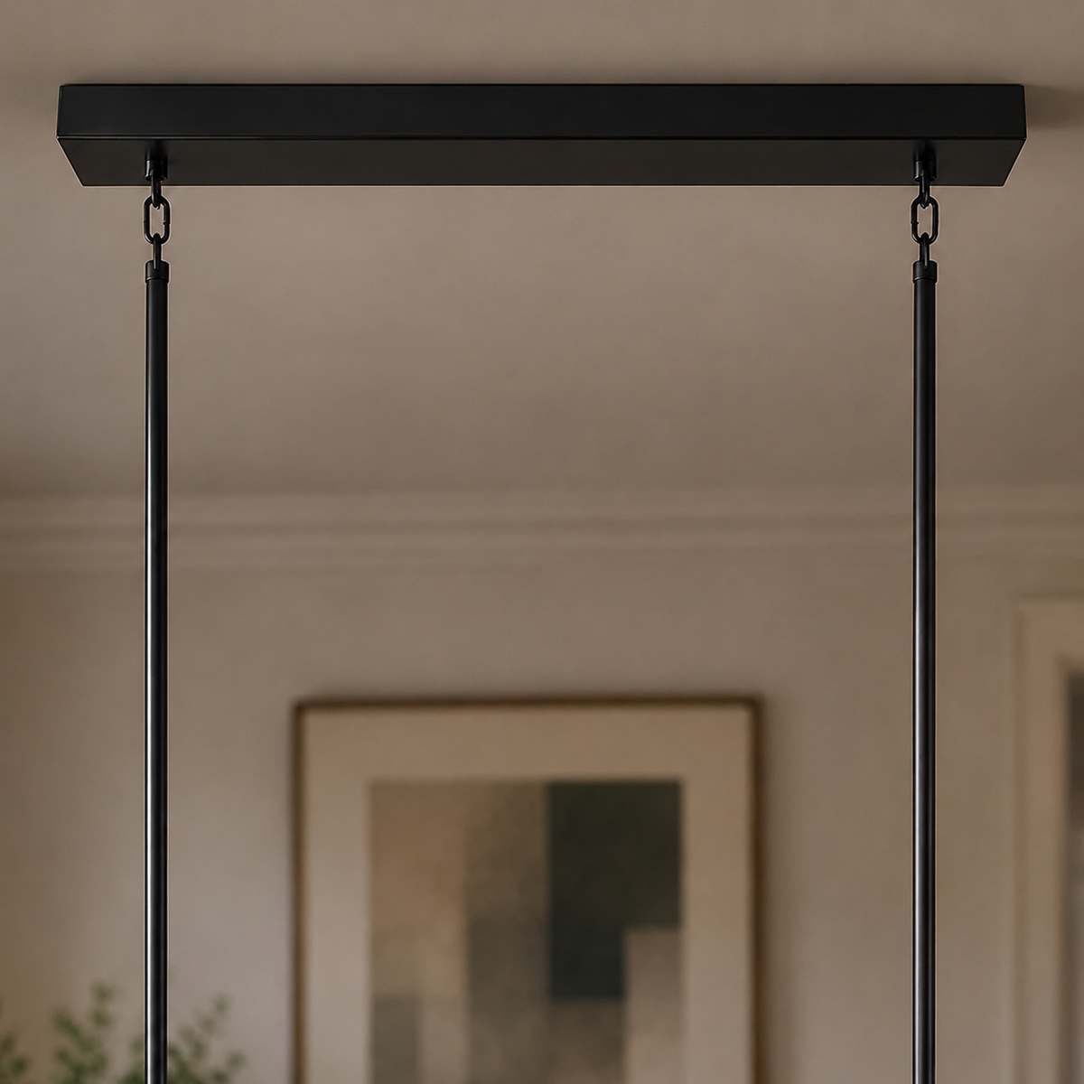 Arcachor Rectangular Faceted Crystal Chandelier in Bronze, 54", Canopy Detail