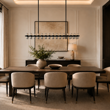 Arcachor Rectangular Faceted Crystal Chandelier in Bronze, 54", Main Light Off