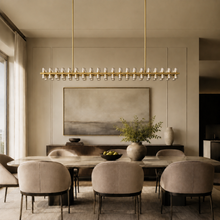 Arcachor Rectangular Faceted Crystal Chandelier in Brass, 72", Main Light Off