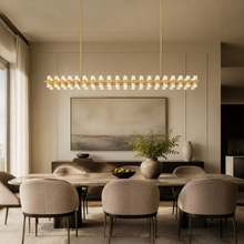 Arcachor Rectangular Faceted Crystal Chandelier in Brass, 72", Main Light On