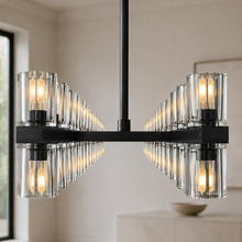Arcachor Rectangular Faceted Crystal Chandelier in Bronze, 72", Body Detail