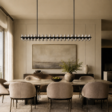 Arcachor Rectangular Faceted Crystal Chandelier in Bronze, 72", Main Light Off